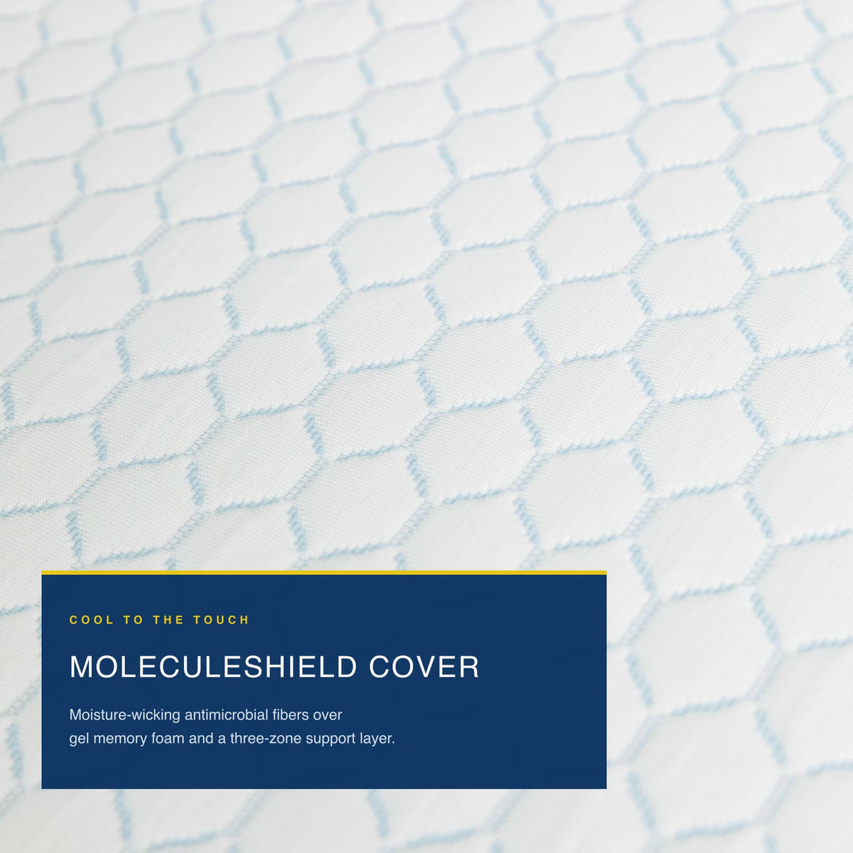 Close-up of the cool-touch cover fabric on the MOLECULE Core 10 mattress