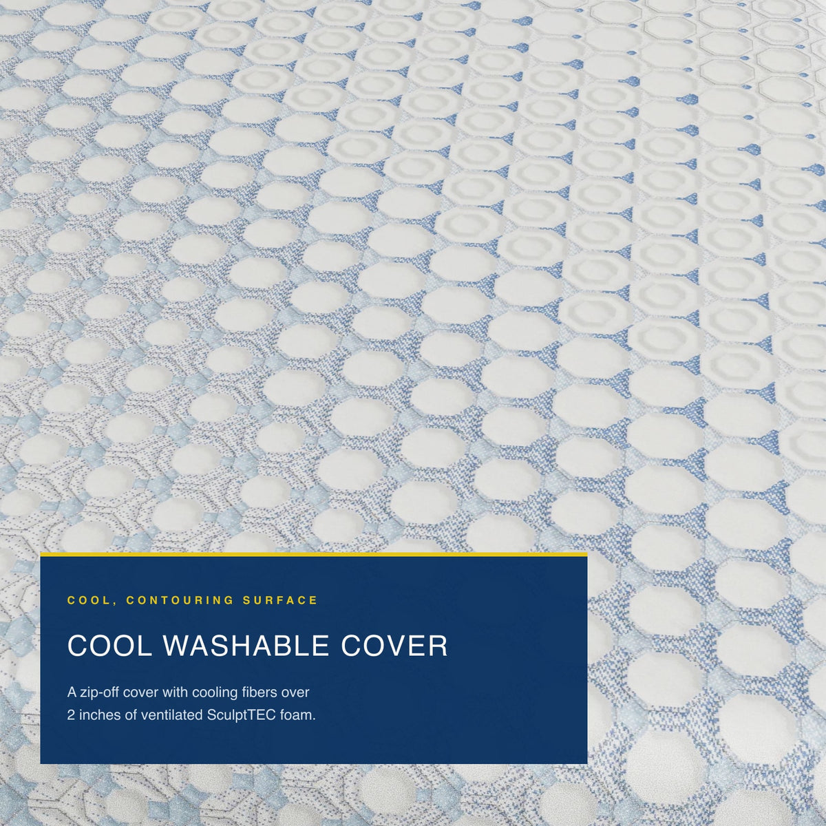 Close-up of the Cool Washable Cover fabric on the MOLECULE Engage Hybrid 12 mattress