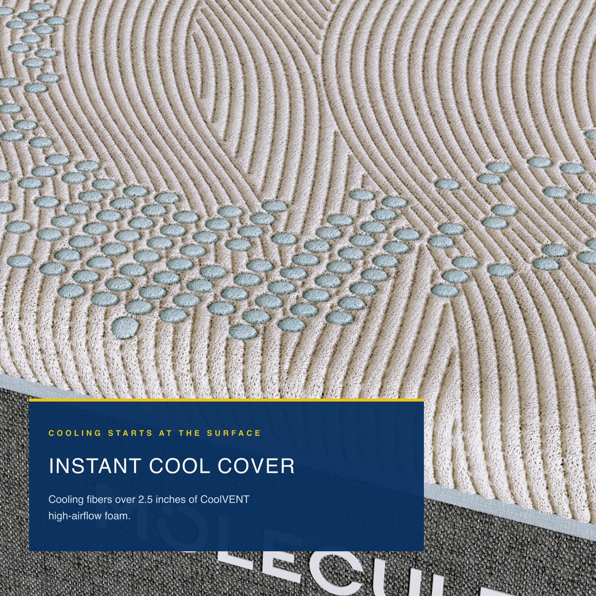 Close-up of the Instant Cool Cover fabric on the MOLECULE Reflex 11 mattress