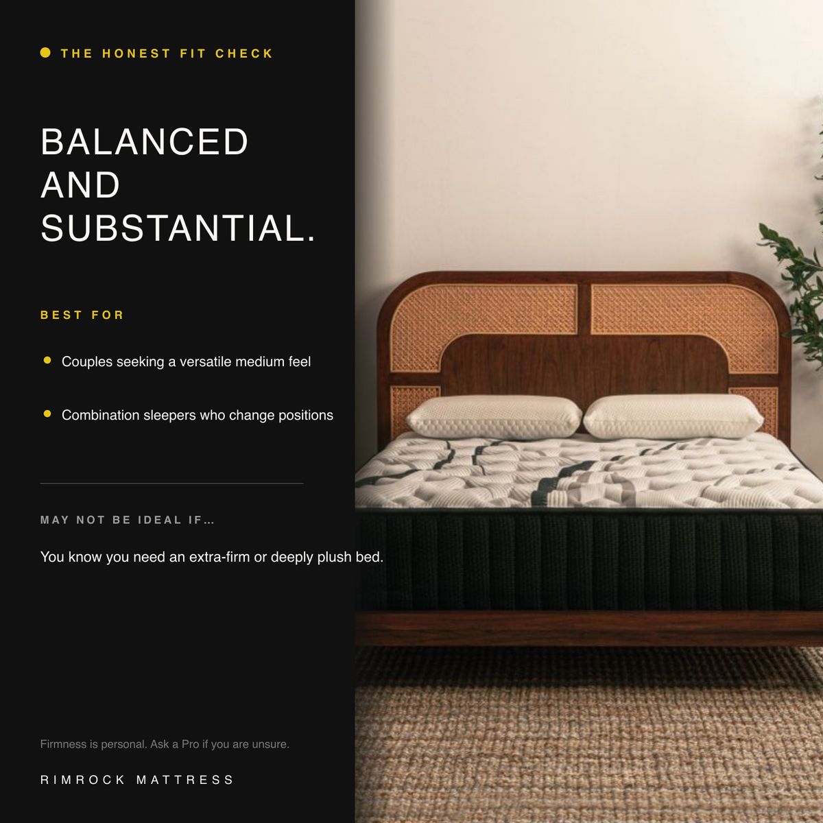 Bungalow Medium mattress fit guide for couples and combination sleepers seeking a versatile feel.