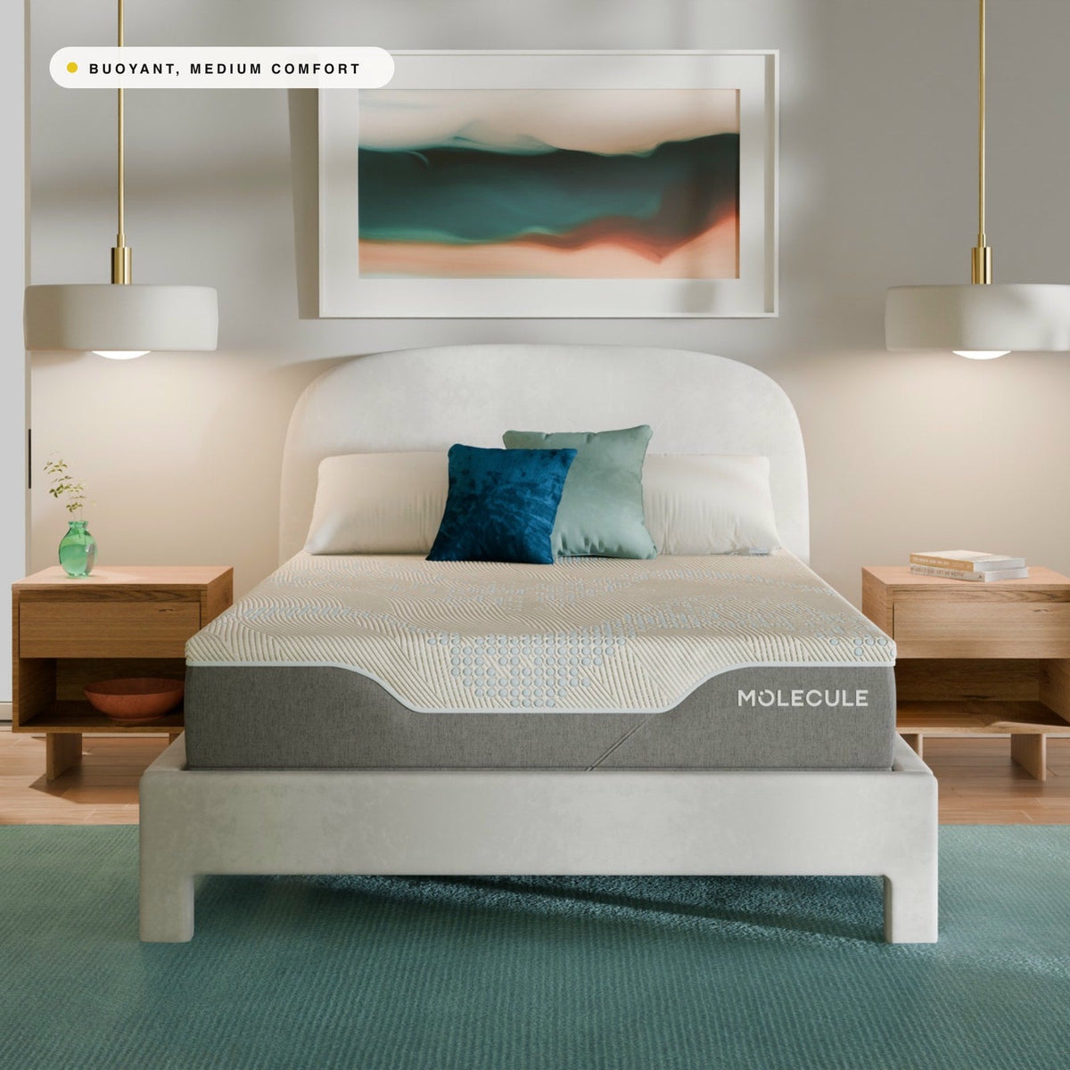 MOLECULE Reflex Pro 12 cooling mattress in a bright bedroom, sold at Rimrock Mattress in Billings, Montana