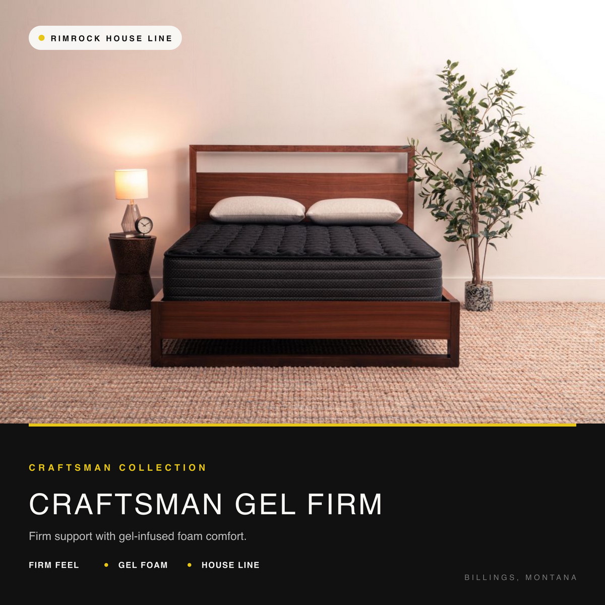 Craftsman Gel Firm mattress, a firm gel foam bed for back and stomach sleepers, at Rimrock Mattress in Billings, Montana