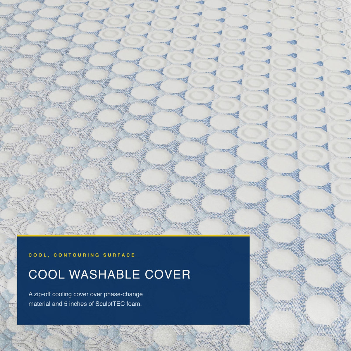 Close-up of the Cool Washable Cover fabric on the MOLECULE Engage Pro Hybrid 13 mattress