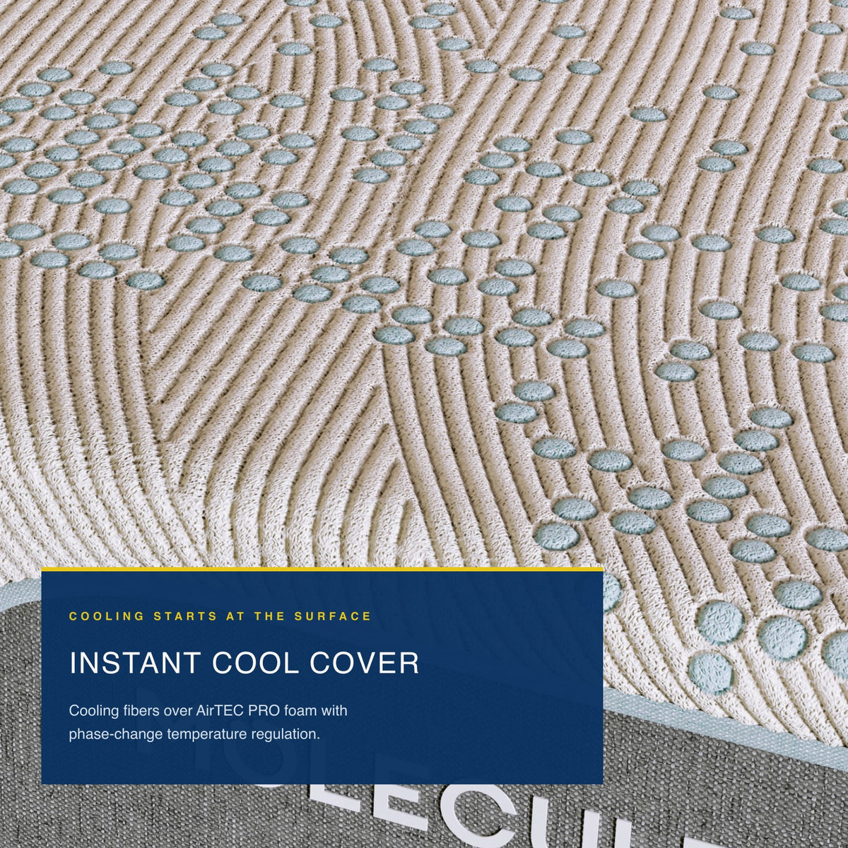 Close-up of the Instant Cool Cover fabric on the MOLECULE Reflex Pro 12 mattress
