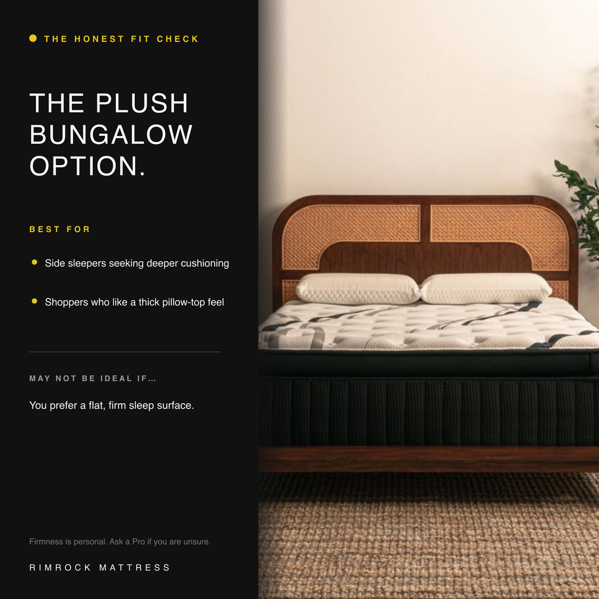 Bungalow Jumbo Pillow Top fit guide for side sleepers seeking deeper cushioning.