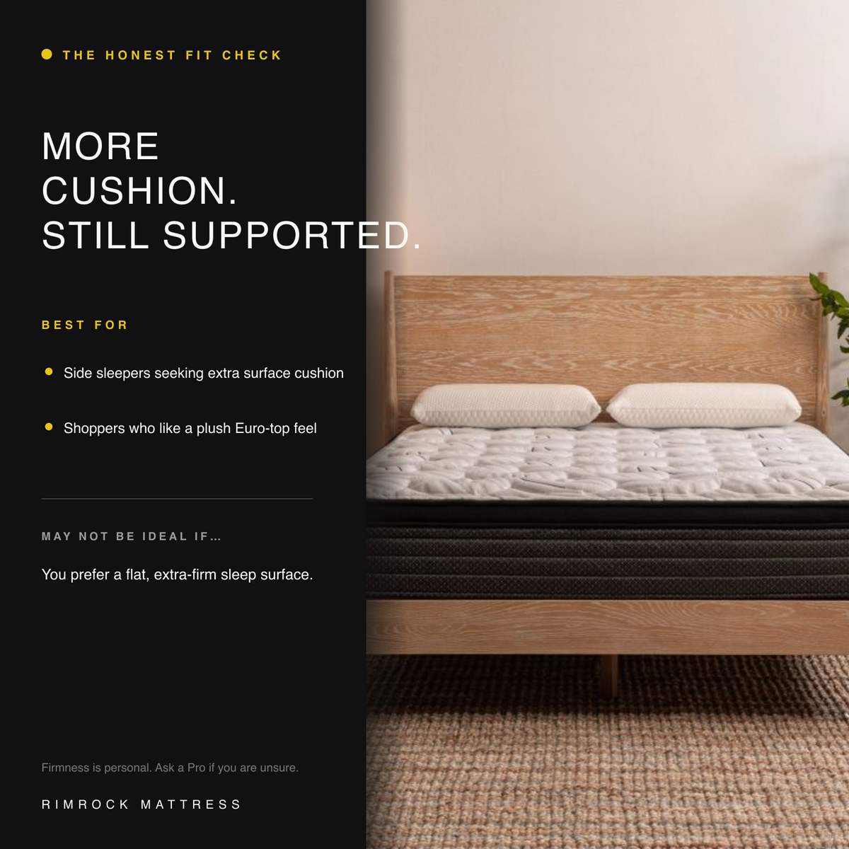 Cottage Euro Top mattress fit guide for side sleepers who prefer a plush Euro-top feel.