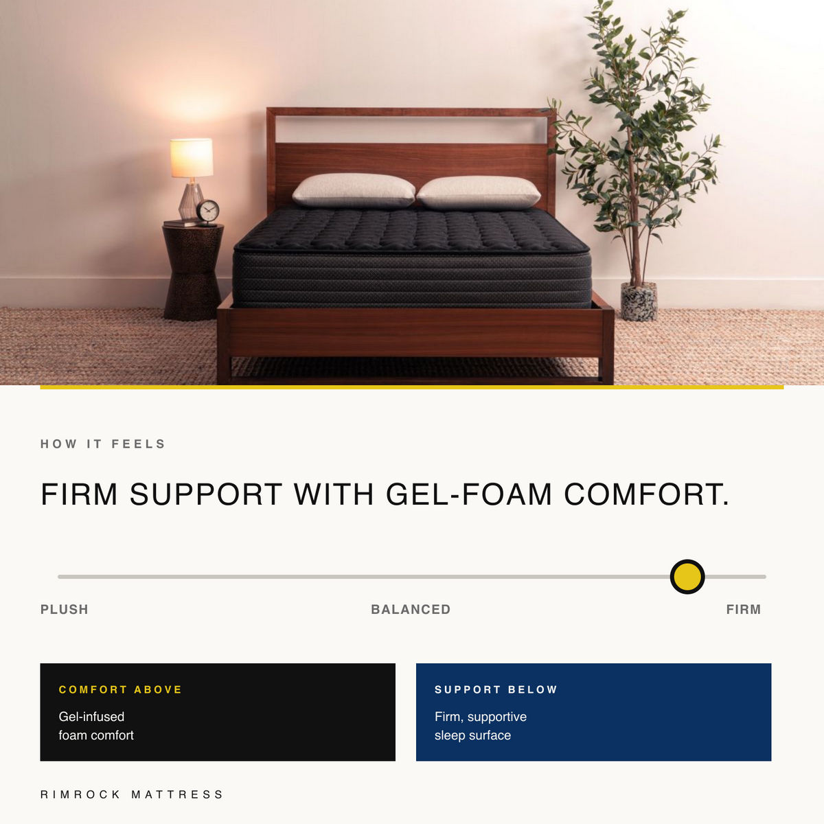 Craftsman Gel Firm firmness scale with gel-infused foam comfort and firm support.