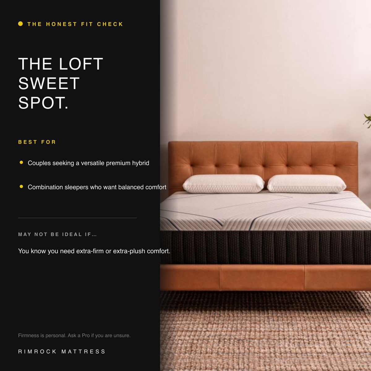 Loft Medium hybrid mattress fit guide for couples and combination sleepers seeking balanced comfort.