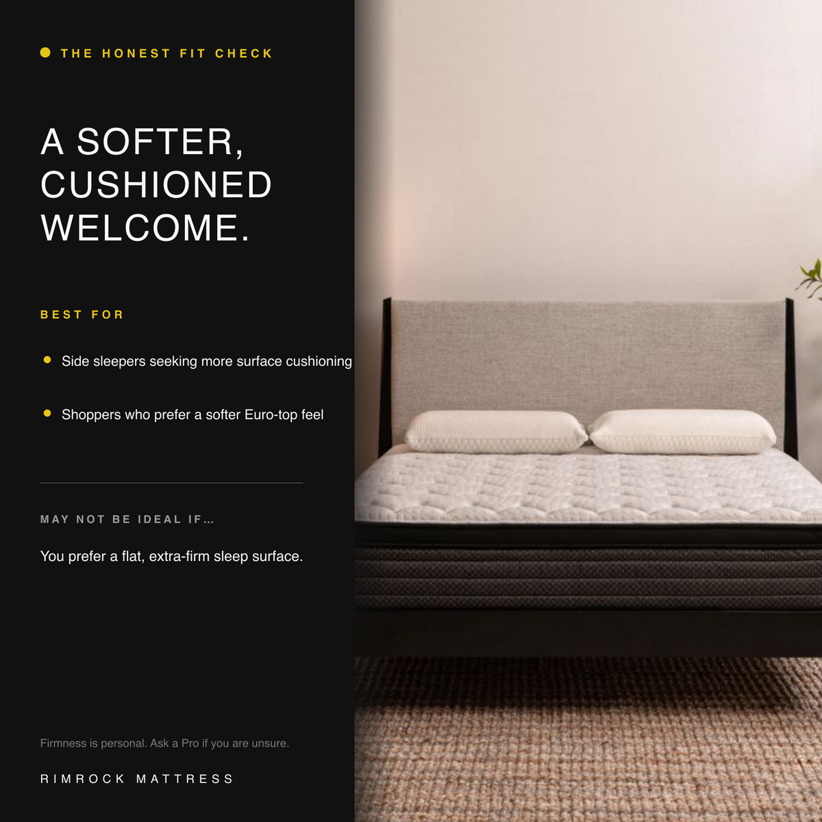 Studio Euro Top mattress fit guide for side sleepers seeking a softer cushioned surface.